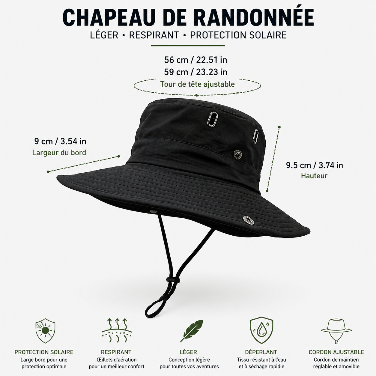 Chapeau anti-UV à large bord